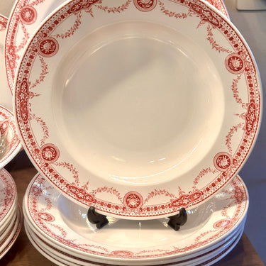 Deep plate / Soup plate / Pasta plate - Boch - PERICON decor in red