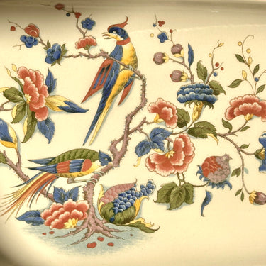 Meat dish / Fish dish - very large elongated model - Villeroy &amp; Boch - PHOENIX decor with decoration in multi-colored red