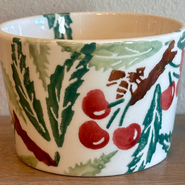 Pot / Bowl - Emma Bridgewater Specially for Pineapple - Made in England - Decorated with cherries and green leaves