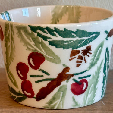 Pot / Bowl - Emma Bridgewater Specially for Pineapple - Made in England - Decorated with cherries and green leaves