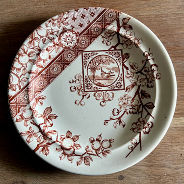 Dinner plate – Ridgway – DADO brown decor with flying bird and apple blossom