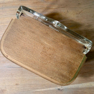 Zoutpot / Voorraadpot - volledig uitgevoerd in glas met houten deksel - met ophangoog