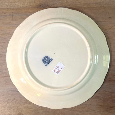 Dinerbord / Eetbord - Aux Lions de Faience Paris - decor met vloeiblauwe anjers en golvende rand