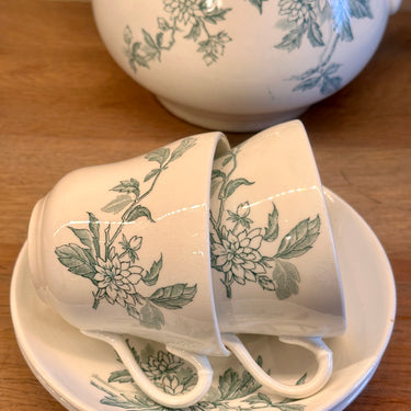 Cup and saucer - Societe Ceramique Maestricht - AURORE decor executed in green - circa 1885