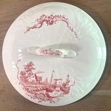 Deksel van een Kamerpot / Pispot - Boch - behorend bij decor LECZINSKA uitgevoerd in rood