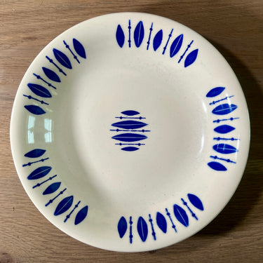 Diep bord / Soepbord / Pastabord - Boch - decor in blauw met geometrische figuren lijkend op bladeren