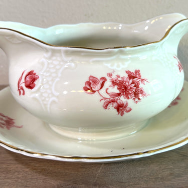 Juskom / Sauskom - Mosa (stempel 5 bogen = 1930-1940) - vorm BAROK - decor van bloemen in roze uitgevoerd