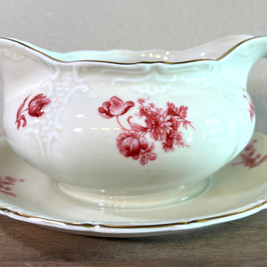 Juskom / Sauskom - Mosa (stempel 5 bogen = 1930-1940) - vorm BAROK - decor van bloemen in roze uitgevoerd