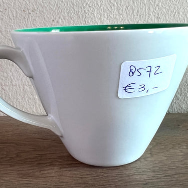 Kopje (zonder schotel) - Mosa (stempel met 3 bogen=1950-1960) - decor met groene binnenzijde en wit van buiten