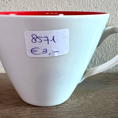 Kopje (zonder schotel) - Mosa (stempel met 3 bogen=1950-1960) - decor met rode binnenzijde en wit van buiten