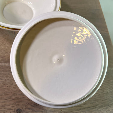 Candy dish - Bavaria Germany - decoration with pink and green leaves and gold accents/rims