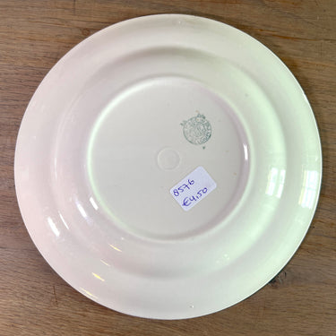 Ontbijtbord / Dessertbord - Boch - vorm SATURNE/MIAMI - decor PASTILLES met stippen in wit op een grijs/blauwe rand