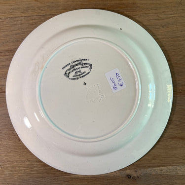 Sierbord / Dessertbord - J.B. Cappellemans ainé Jemmapes - decor SUJETS CHAMPĒTRE 'les Adieux' in zwart/wit met blauw/witte rand