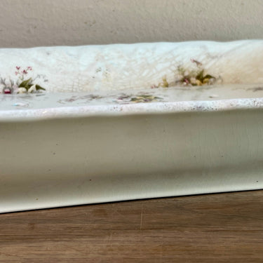 Lekschaal / Schaal - 2-delig rechthoekig - Societe Ceramique Maestricht - decor van gele en witte bloemen