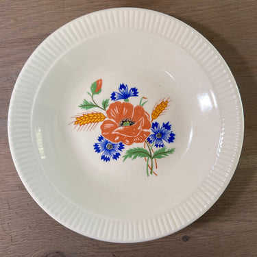 Diep bord / Soepbord / Pastabord - Torgau (Duitsland) - décor met korenbloemen, klaproos en korenaren