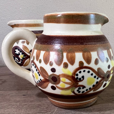 Milk jug - smaller model - Quimper - decor D307 with a rural design in shades of brown