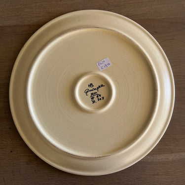 Cake stand / Platter - Quimper - D307 decor with a rustic design in shades of brown