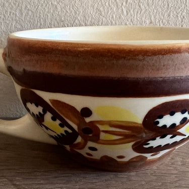 Coffee cup / Teacup - Quimper - decor D307 with a rural design in shades of brown