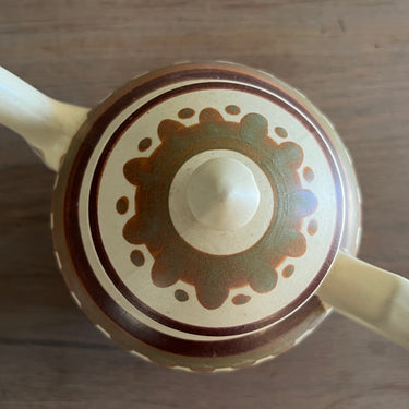 Coffee pot - small model - Quimper - decor D307 with a rural decor in shades of brown