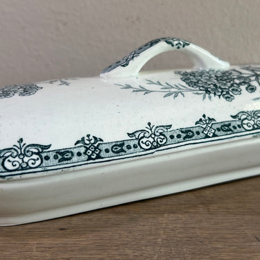 Kammenbak - Moulin des Loups ? (stempel onleesbaar) - decor met bloemen uitgevoerd in petrol