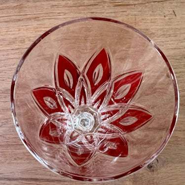 Glass / Sherry glass on foot - VMC Reims (Verreries Mècaniques Champenoises) - Harlequin in red