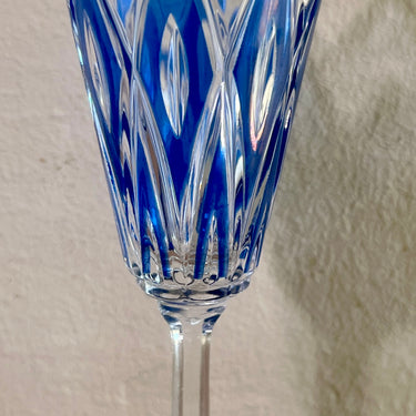 Glass / Sherry glass on foot - VMC Reims (Verreries Mècaniques Champenoises) - Harlequin in blue