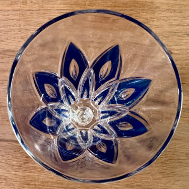 Glass / Sherry glass on foot - VMC Reims (Verreries Mècaniques Champenoises) - Harlequin in blue