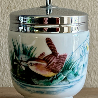 Egg coddler - Royal Worcester - décor met vogels (waarschijnlijk jaren 1970s-1980s) - King size model voor 2 eieren