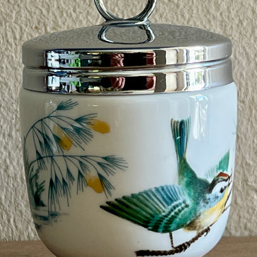Egg coddler - Royal Worcester - décor met vogels (waarschijnlijk jaren 1970s-1980s) - King size model voor 2 eieren