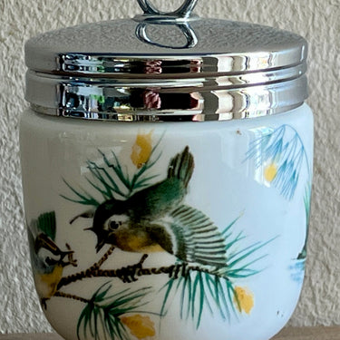 Egg coddler - Royal Worcester - décor met vogels (waarschijnlijk jaren 1970s-1980s) - King size model voor 2 eieren