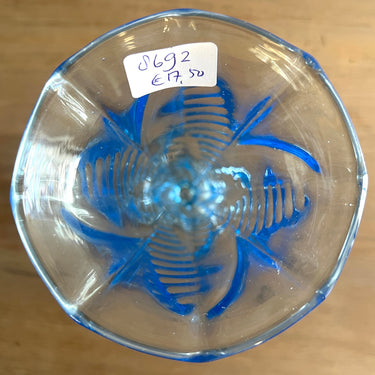 Vase - medium-height model - fully blue tinted glass - marked Tchecoslovaquie - Art Deco period