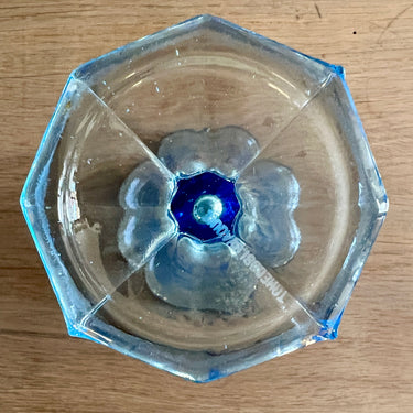 Vase - medium-height model - fully blue tinted glass - marked Tchecoslovaquie - Art Deco period