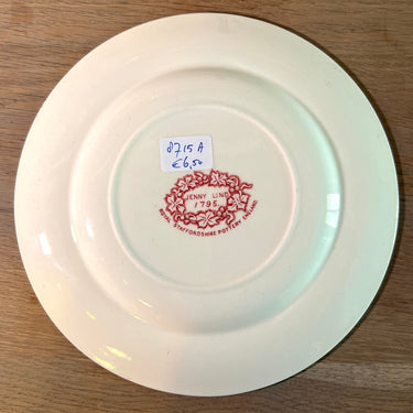 Ontbijtbord / Dessertbord - Royal Staffordshire Pottery England - decor JENNY LIND uitgevoerd in rood (ter nagedachtenis aan de bekende Zweedse operazangers)