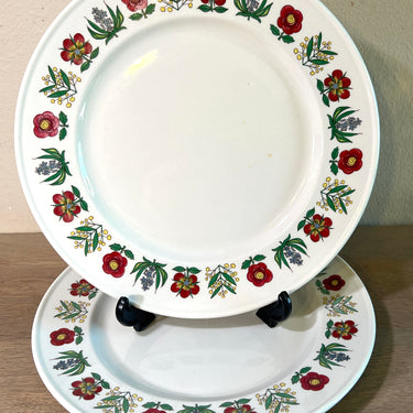 Ontbijtbord / Dessertbord - Villeroy &amp; Boch - decor met rode en paarse bloemen aan de rand