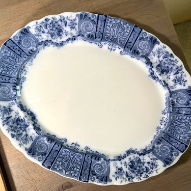 Schaal / Bord - groot model - Burgess & Leigh - decor EATON uitgevoerd in blauw - semi porcelain