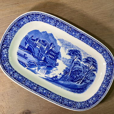 Schaal / Presenteerschaal - Royal Sphinx - decor OLD ENGLAND uitgevoerd in blauw