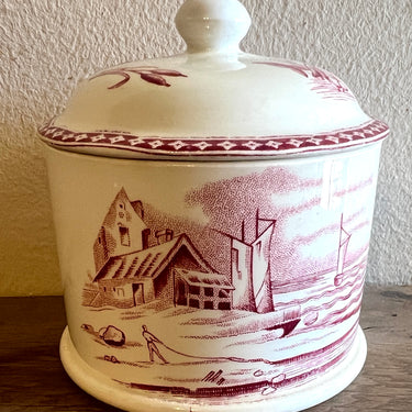 Poederpot - Boch - decor MARINE uitgevoerd in rood