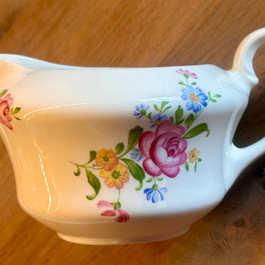 Milk jug - Mosa (3 arches = circa 1960s) - decor 8449 with pink rose and colored flowers