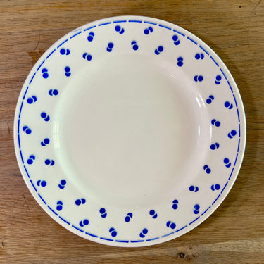 Ontbijtbord / Dessertbord - Boch - décor POIS met dubbele bolletjes uitgevoerd in blauwe kleur