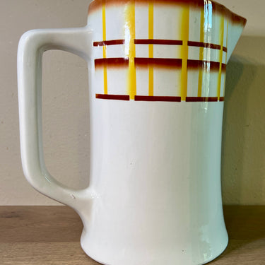Lampetkan - Nimy - Art Deco bruin met geel spritzmuster/spuitdecor
