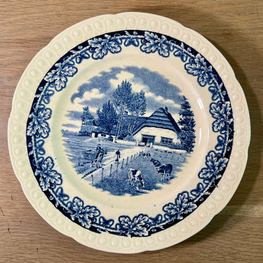 Ontbijtbord / Dessertbord - Société Céramique Maestricht - décor BOERENHOEVE uitgevoerd in blauw