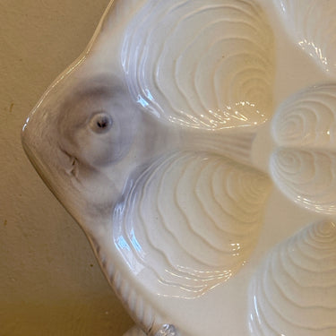 Oesterbord / Oysterplate - Waechtersbach - model 3836/O uitgevoerd in de kleuren grijs-bruin en taupe met crème