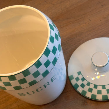 Voorraadpot - Nimy - décor met groene blokjes en opschrift SUCRE