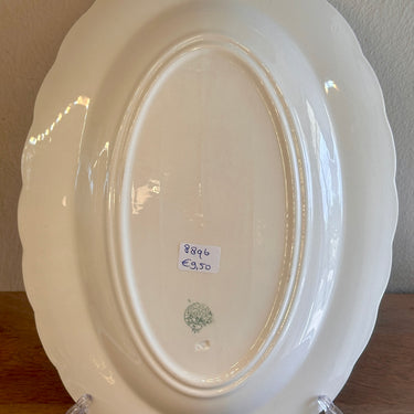 Schaal / Bord - plat, ovaal, model - Boch - décor EIKENBLAD/CORONATION uitgevoerd in blauwe kleur