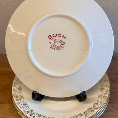 Onderschotel / Schotel - Boch Porcelaine Belgium - décor met goudkleur aan de rand van bloemen en blaadjes