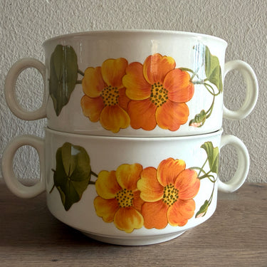 Soepkom / Kom - 2-handgrepen - Boch - décor CAPUCINE