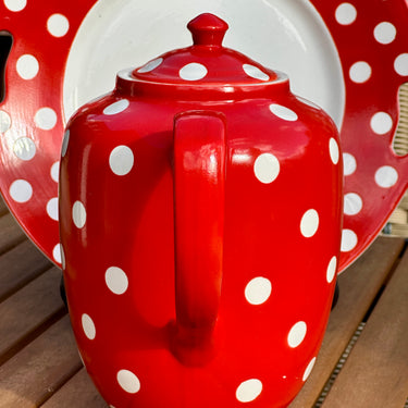 Koffiepot - groot model - Nimy - décor van witte bolletjes/polka dots op rode ondergrond