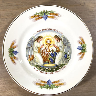 Breakfast plate / Dessert plate - Petrus Regout - decor with image of In remembrance of your Holy Communion