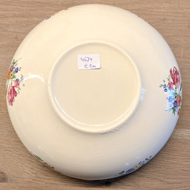 Schaal / Saladeschaal laag model - ongemerkt maar Boch -décor van fleurige bloemen en met goudrand