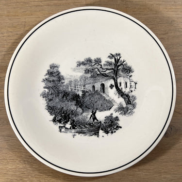 Frühstücksteller / Dessertteller - Dekor einer Landschaft in schwarz-weiß